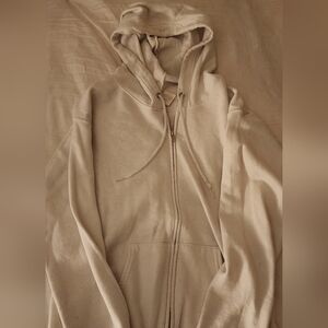 White zip up hoodie